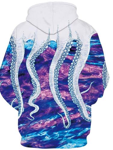 Mens Hoodies 3D Printing Octopus Printed Pattern Hooded