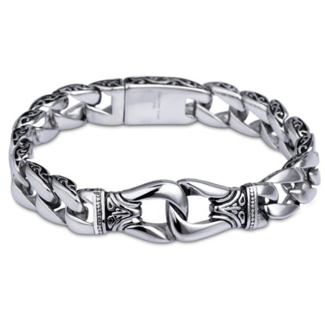 High Polished Stainless Steel Curb Chain Bracelet