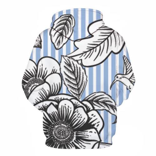 Stripes & Floral 3D Sweatshirt Hoodie Pullover