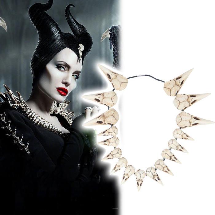 Maleficent 2 Led Necklace Vintage Bird Beak Skull Charm Led Necklace Halloween Cosplay Accessories