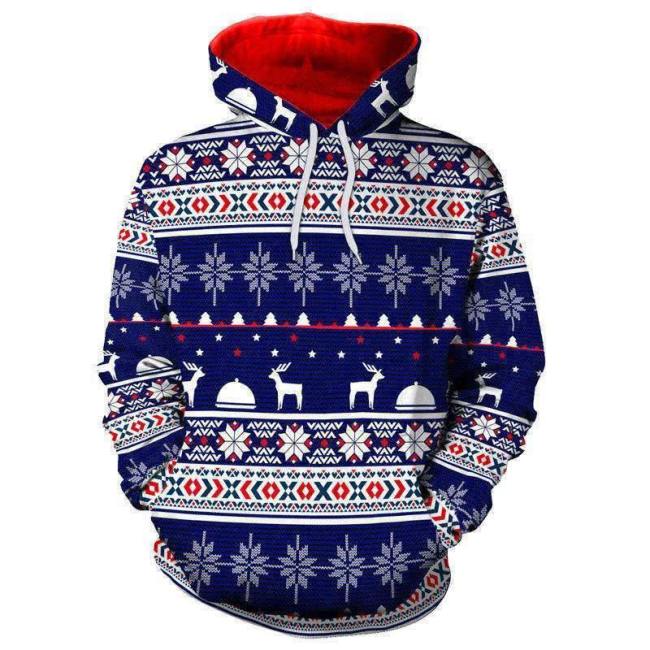 Christmas Snowflake Elk Hoodies Printd Top Sweatshirt