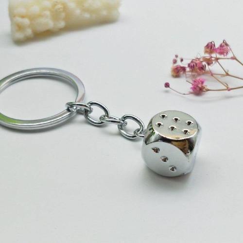 Mini Silver Dice Keychain