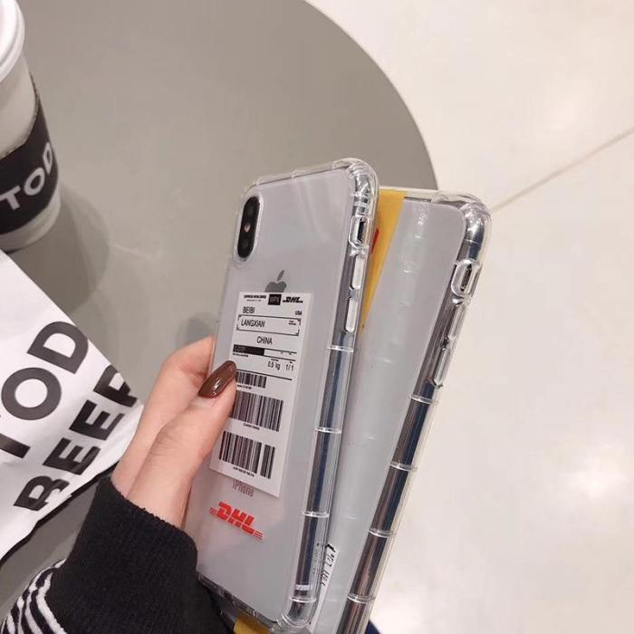Luxury Dhl Delivery Strip Shipping Label Transparent Phone Case