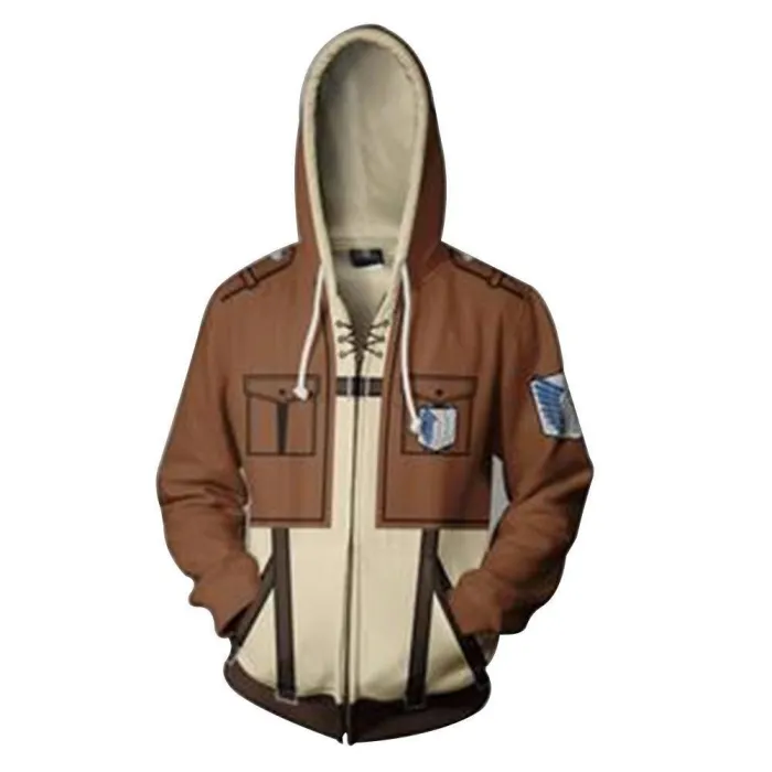 Attack On Titan Hoodie Survey Corps Zip-Up Pullover Sweatshirt Unisex