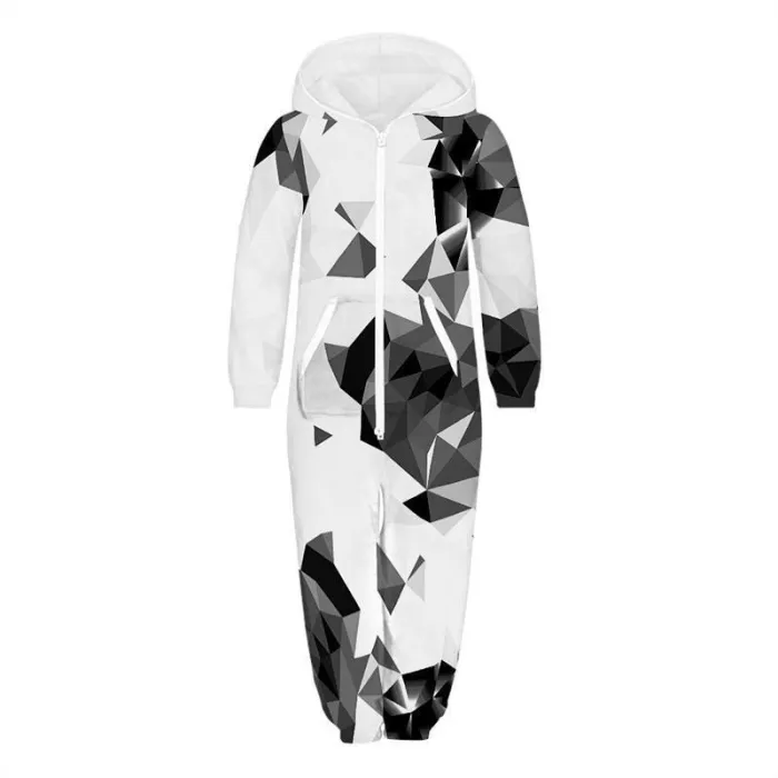 Children'S Jumpsuit Abstract Glow Printing Kids Rompers Nightwear Homewear Zipper Clothing