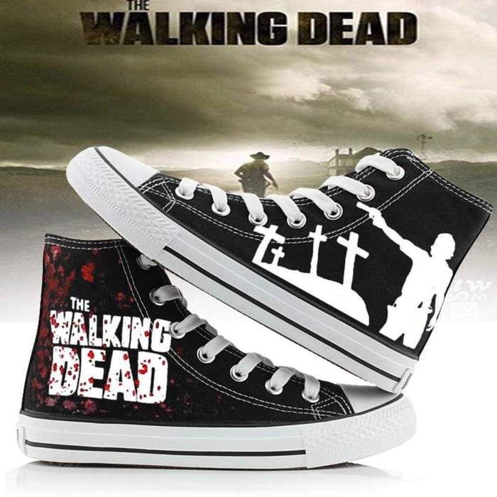 The Walking Dead Canvas Shoes Black Sneakers Cosplay Shoes