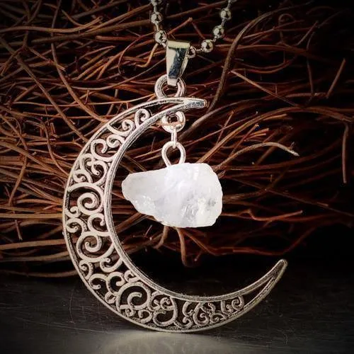Vintage Moon Necklace Irregular Natural Stone