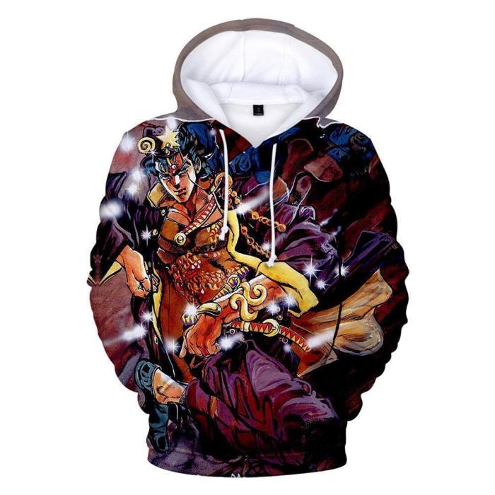 Unisex Jojo'S Bizarre Adventure Hoodies Kujo Jotaro Printed Pullover Jacket Sweatshirt