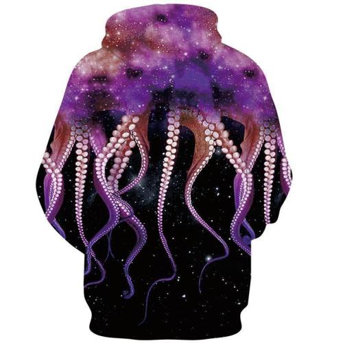 Mens Hoodies 3D Printing Hooded Octopus Tentacles Printed Pattern Sweatshirt