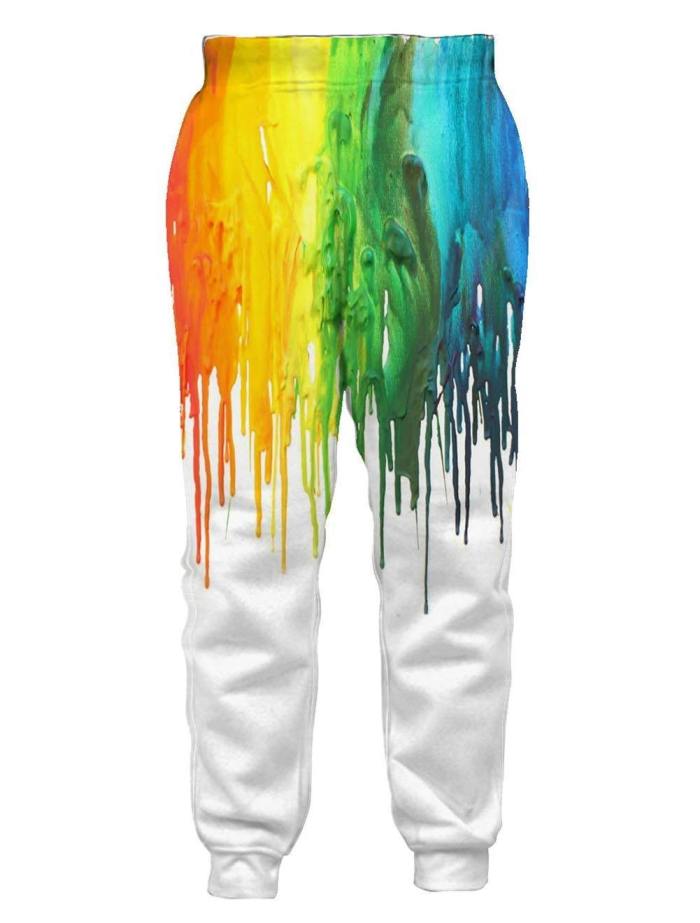 Mens Jogger Pants 3D Printing Dyeing Pattern Trousers