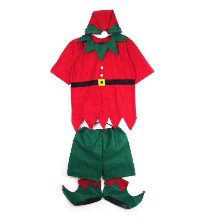 New Year Clothes Christmas Elf Costume For Adult Mens Santa Claus Cosplay Carnival Party Family Outfits T-Shirt Boots