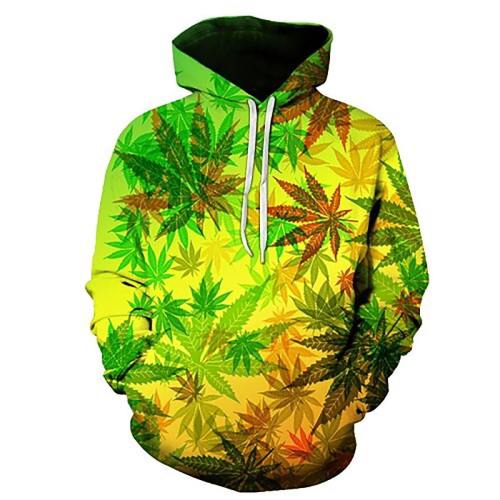Tropical Weed Leaves 3D Print Hooded Sweatshirt