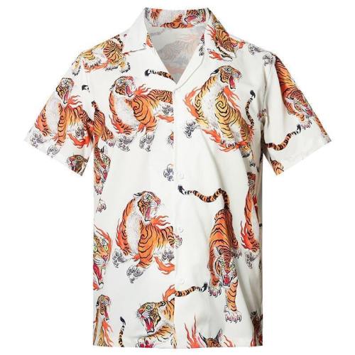 Men'S Hawaiian Shirts Tiger Printed