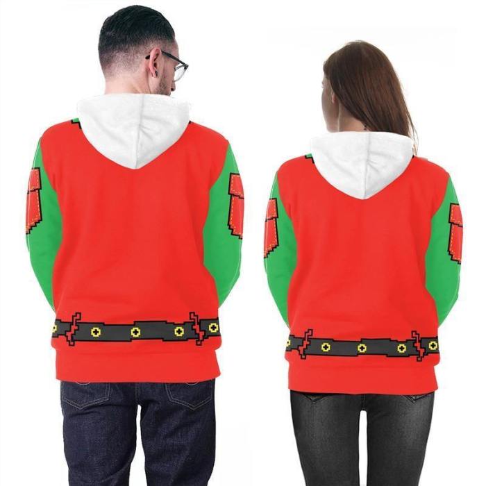 Mens Red Green Hoodies 3D Graphic Printed Merry Christmas Pullover