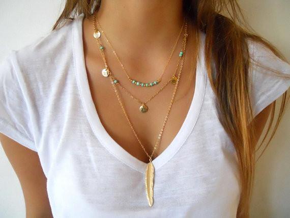 Bohemian Style Feather Necklace
