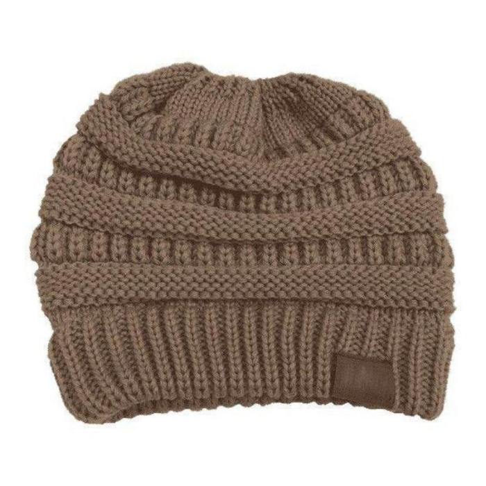 Ponytail Messy Bun Beanie Knitted Winter Hat - Bnb Heaven Beanietail