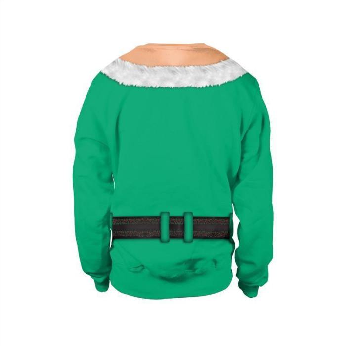 Womens Green Pullover Sweatshirt 3D Graphic Printing Merry Christmas Funny Pattern