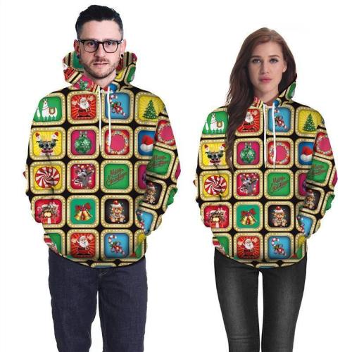 Mens Colorful Hoodies 3D Graphic Printed Merry Christmas Holiday Pullover