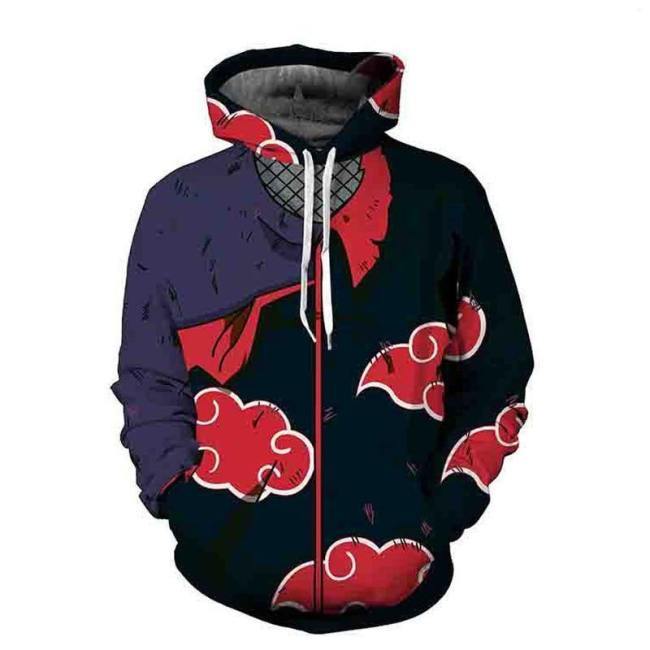 Naruto Hoodie Coat Sweatshirts Kakashi Akatsuki Sasuke O'Brien 3D Hoodies Pullovers