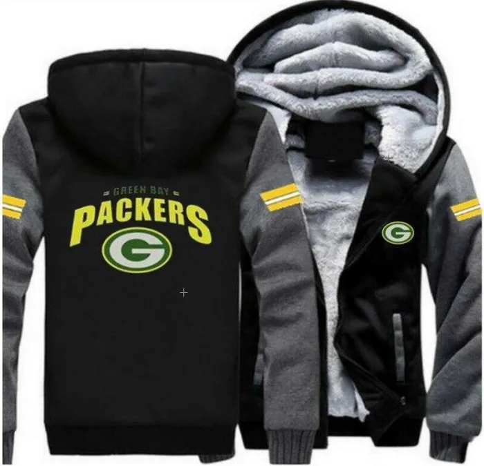 Green Bay Packers Casual Hooded Warm Sweatshirts Male Thicken Tracksuit