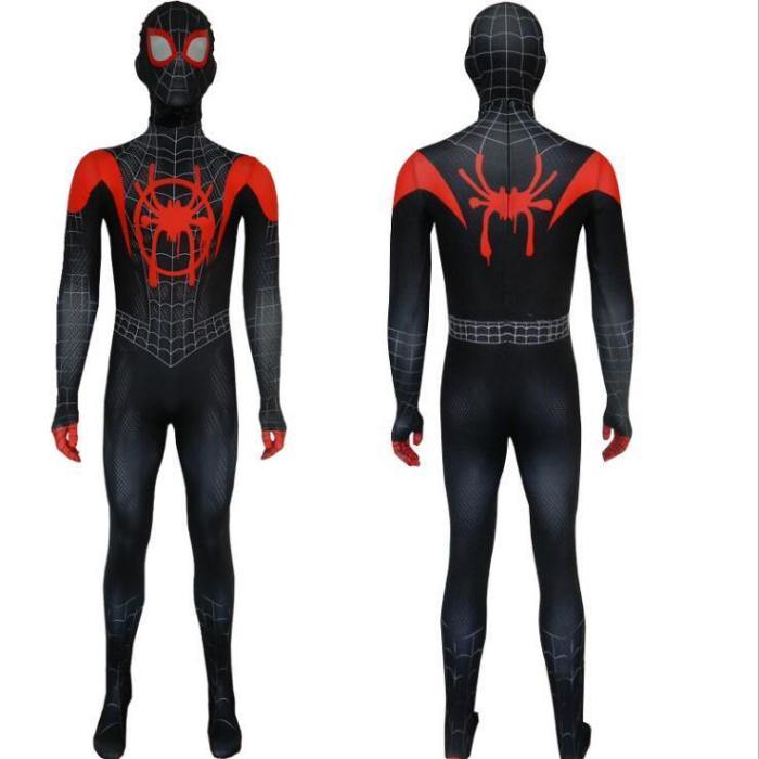 Kids Spider-Man Into The Spider-Verse Miles Morales Cosplay Costume Zentai Spiderman Pattern Bodysuit Suit Jumpsuits