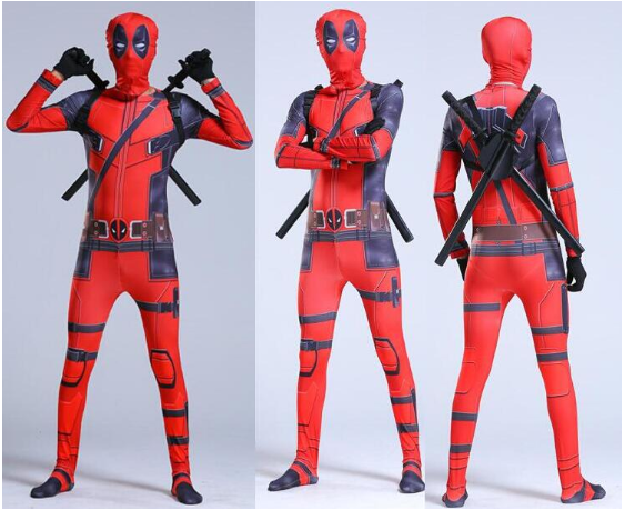 Kid Adults Superhero Deadpool Cosplay Suit Bodysuit Halloween Costumes