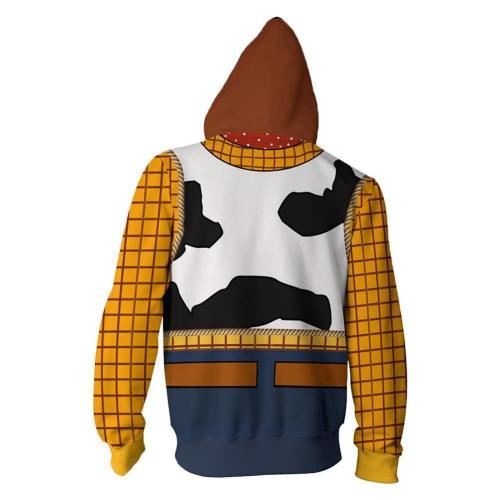 Unisex Woody Hoodies Anime Cartoon Toy Story Zip Up 3D Print Jacket Sweatshirt