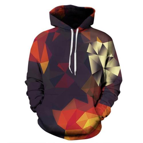 3D Print Hoodie - Dark Colorful Rhombus Print Pullover Hoodie Css013