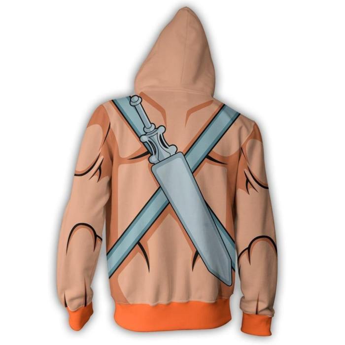 He-Man Cosplay Costume 3D Printing Zipper Sweatshirts Hooded Sweater Fashion Men And Women Anime Jacket