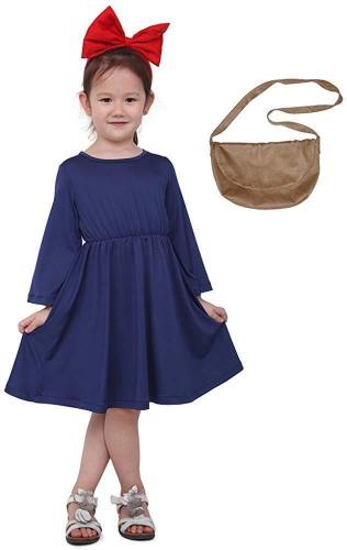 Kids Delivery Service Witch Cosplay Dress With Brown Bag For Little Girl