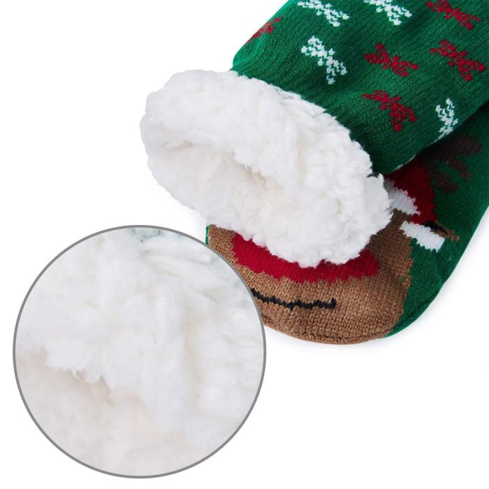 Women'S Slipper Green Socks Winter Super Soft Warm Cozy Fuzzy Fleece-Lined Knit Christmas Gift