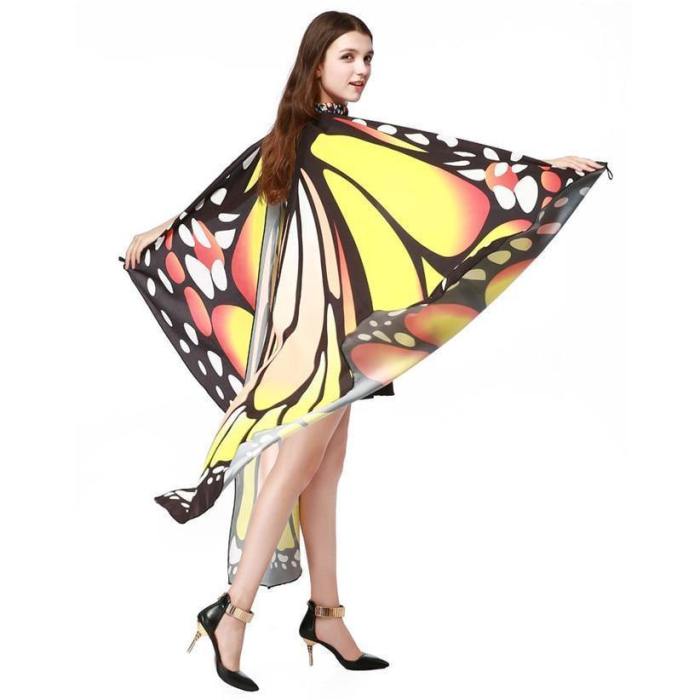 Chamsgend Women Butterfly Wings Pashmina Shawl Scarf Nymph Pixie Poncho Costume