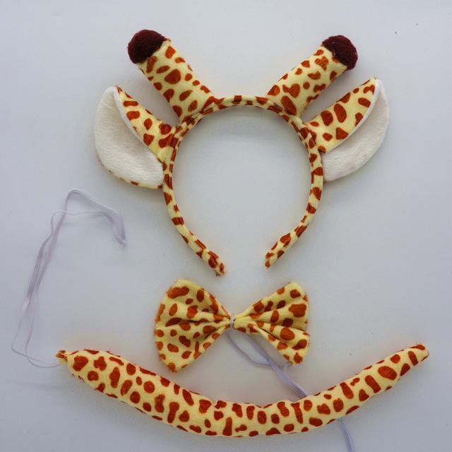 Animal Little Giraffe Ear Headband Bow Tie Tail 3Pcs Set Cosplay Performance Accessories