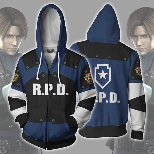 Cosplay Costume Resident Evil 2 Hoodies Halloween Cosplay Leon Scott Kennedy Jacket Sweater Zipper Clothing