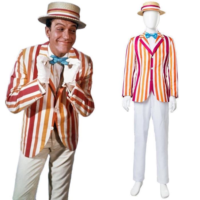 Mary Poppins  Film Bert Dick Van Dyke Suit Cosplay Costume