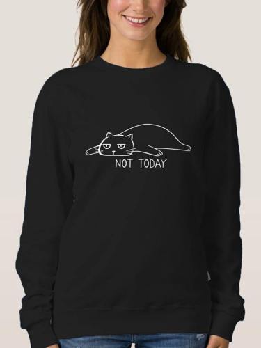 Lazy Cat Not Today Graphic Cute Sweatshirts For Women