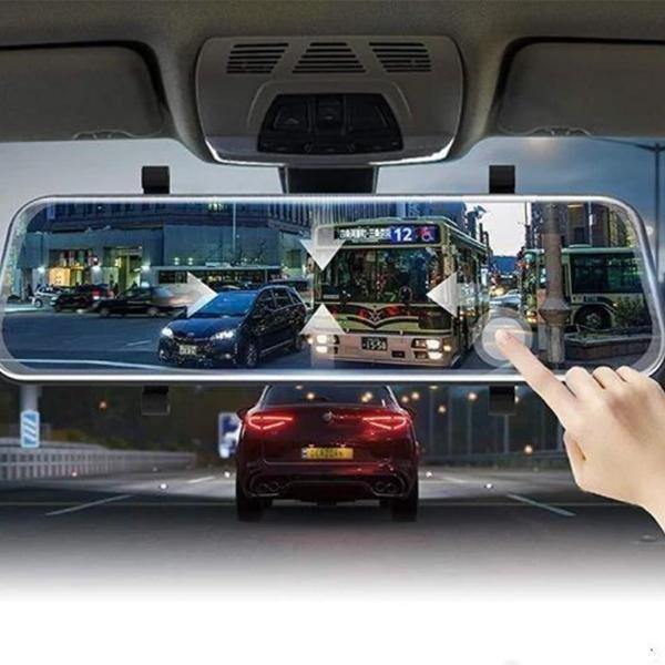 Full-Screen Lcd Rearview Mirror, Front And Rear Car Recorder