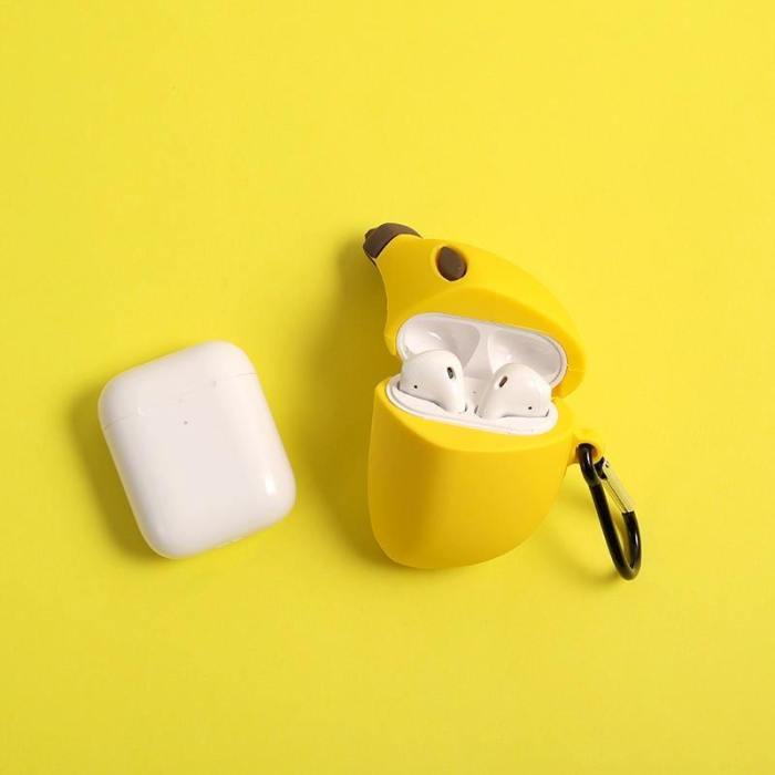 Cute Banana Apple Airpods Protective Case Cover With Key Ring