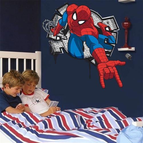 Spiderman Wall Stickers Wallpaper Kids Boys Bedroom Decals Mural Art