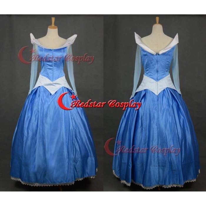 Sleeping Beauty Aurora Princess Cosplay Costume Blue Party Dress Custom-Made For Girls