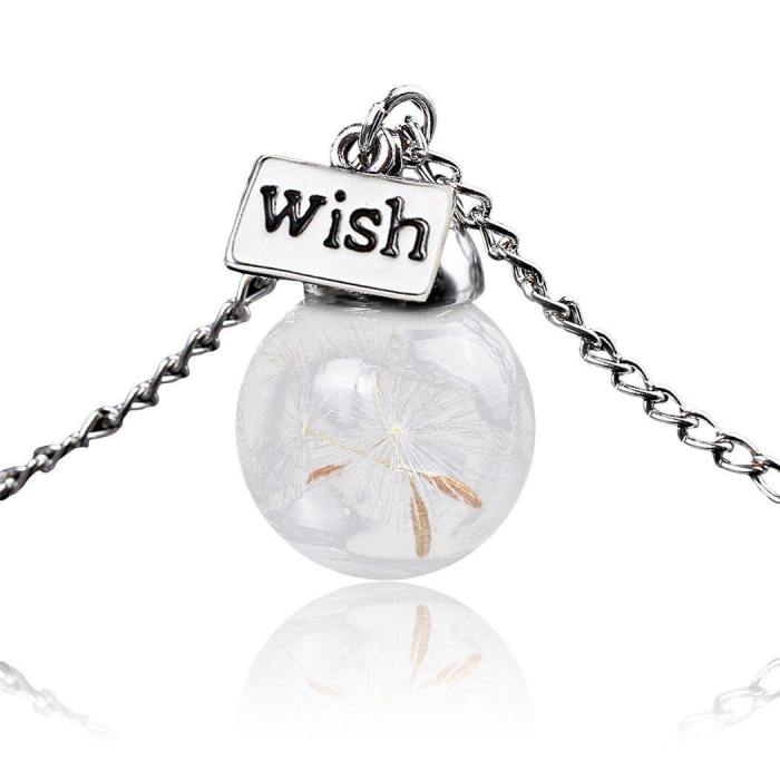 “Make A Wish” Dandelion Glass Pendant Necklace