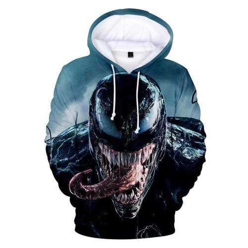 Venom 3D Printing Fashion Long-Sleeved Hooded Pullover For Men