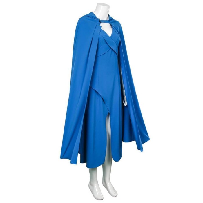 Mother Of Dragons Costume Blue Dress With Cape Halloween Party Cosplay Suit