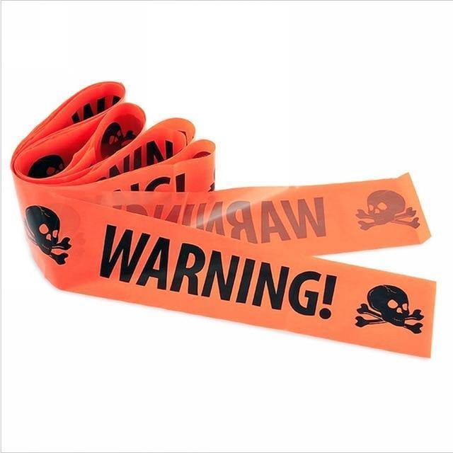 Halloween Decoration Warning Tape Signs Window Prop Party Danger Warning Line Witch Balloons