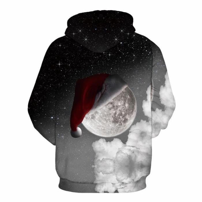 3D Print Hoodie - Sky Star Christmas Hat Pattern Pullover Hoodie