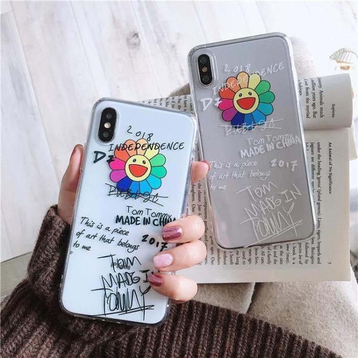 Japanese Sunflower Graffiti Clear Phone Case