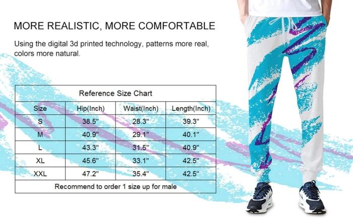 Mens Jogger Pants 3D Printing Tie Die Colorful Trousers