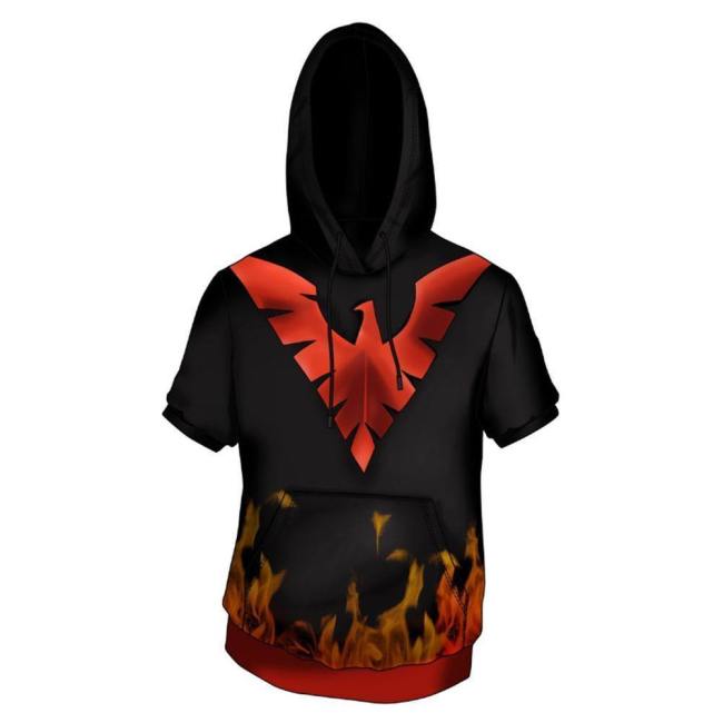 X-Men Dark Phoenix Costume Superhero Halloween Unisex Cosplay Hooded T-Shirt