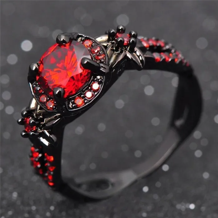 Black Gold-Filled Fire Ruby Ring