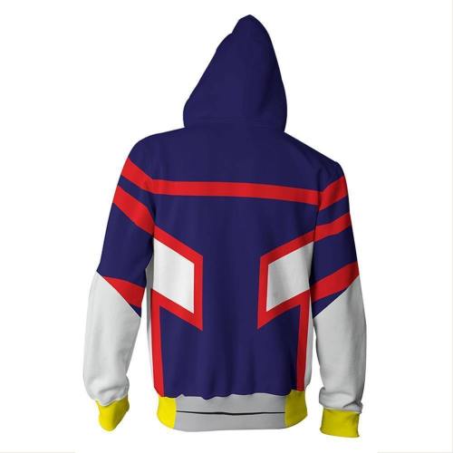 Unisex All Might Hoodies My Hero Academia Zip Up 3D Print Jacket Sweatshirt
